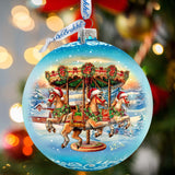Winter Carousel Lg Glass Ornament by G.Debrekht - Christmas Holiday Decor - 73950