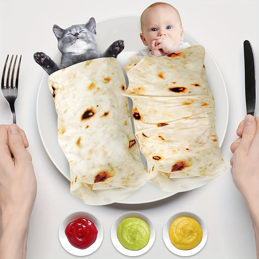 Couverture bébé en flanelle douce 285 g/m², motif tortilla – Le cadeau idéal pour une baby shower ! Cadeau d'Halloween ou de Noël.