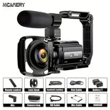 Cámara de video digital Nicamery de 3.0 pulgadas con pantalla táctil capacitiva giratoria de 270 grados, 48 MP, zoom digital de 16x, compatible con Wi-Fi, HD, estabilización de seis ejes, control remoto y dos baterías de 2000 mAh.