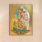 Blessing Angel with Child Wooden Gold Plated Religious Christian Sacred Icon - Inspirational Icon Decor - 85028