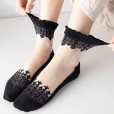 6 pares de calcetines deportivos suaves y transpirables con encaje de retazos: calcetines de mujer hasta la pantorrilla con medias y calcetines cómodos para uso diario.