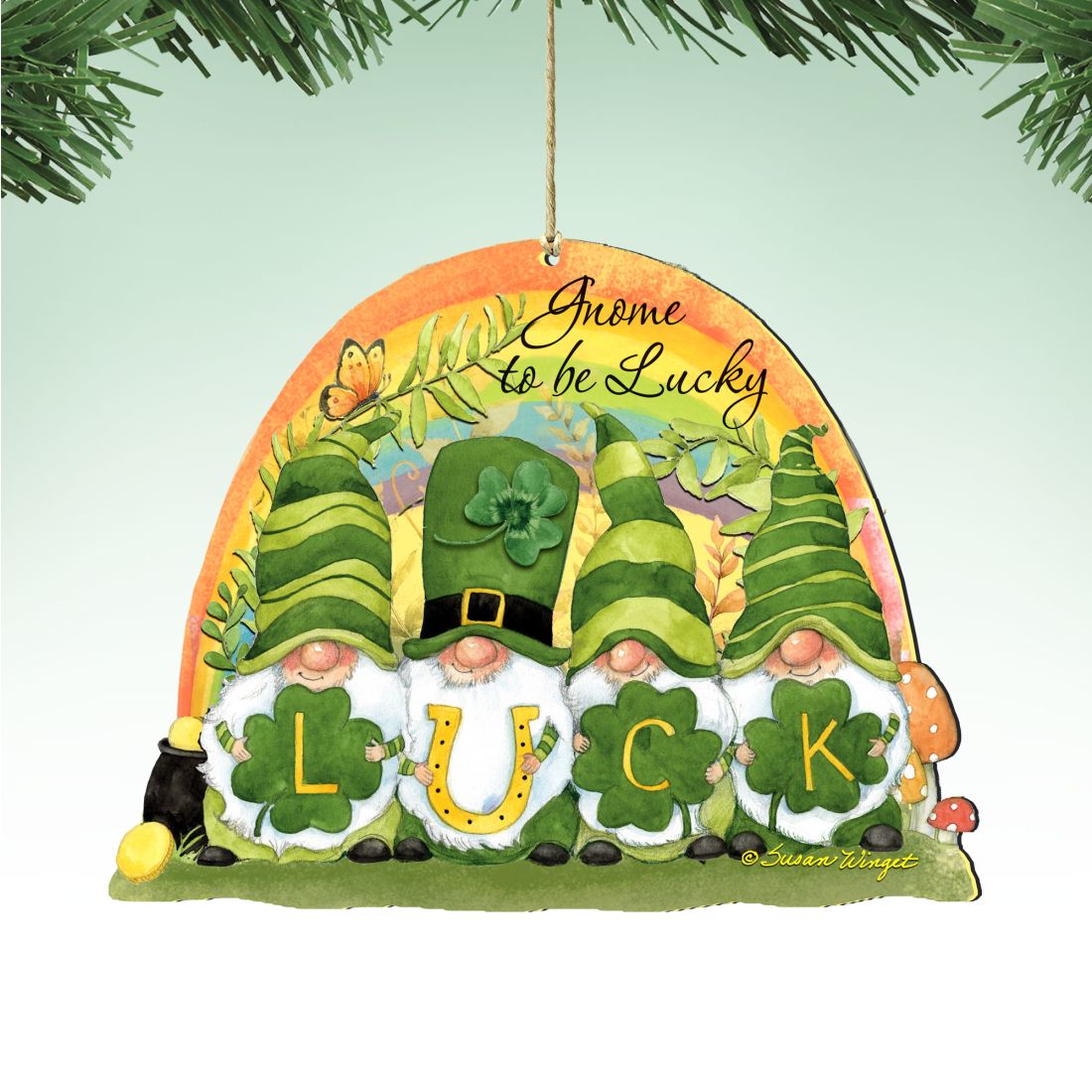 Adornos de madera de gnomos de San Patricio de Susan Winget - Decoración celta - 8471110-SW