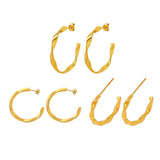 Stainless Steel 18K Real Gold C- Shaped Round Ring Earrings - Lootquake