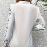 Women's Fashionable New V-neck Lace Patchwork Long Sleeved Top Shirt - Lootquake