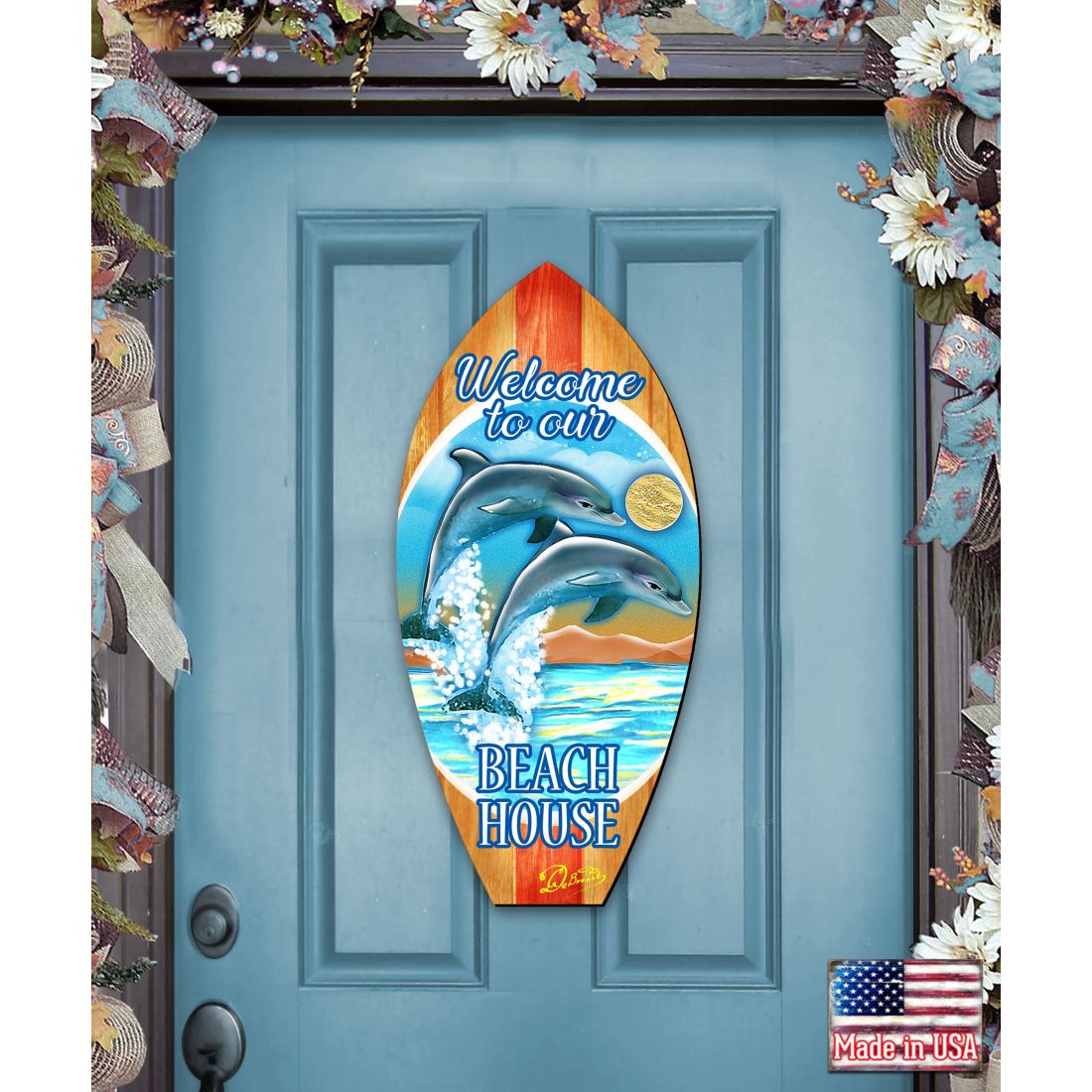 Decoración costera para puerta con tabla de surf de G. DeBrekht - Decoración costera navideña - 8198522-2H