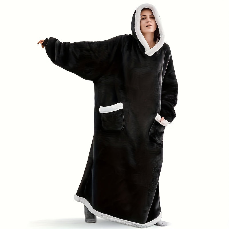 1pc Super Soft Hoodie Wearable Blanket for Adults with Big Pocket - Perfect for Christmas Parties and Cozy Nights In