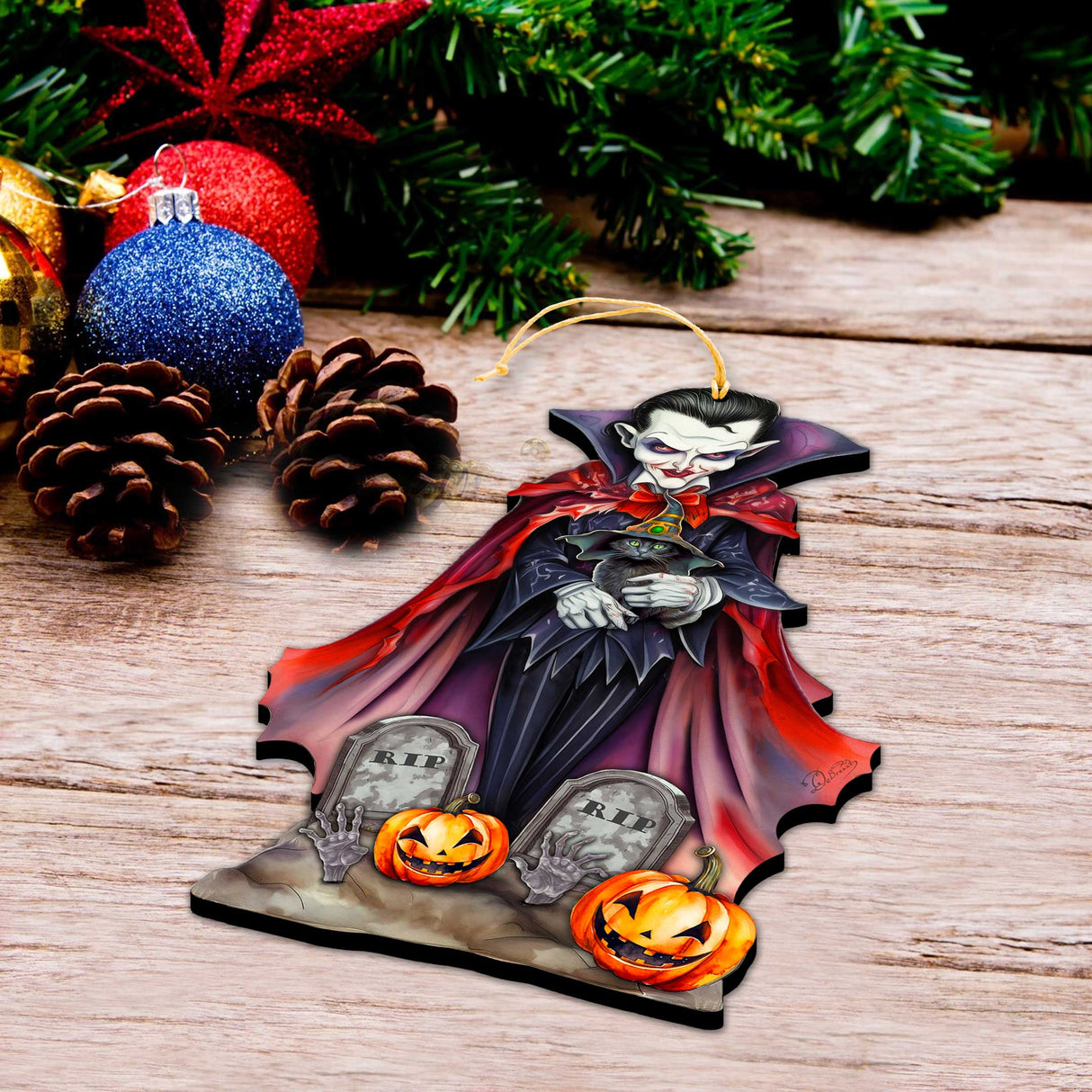 Dracula Wooden Ornaments by G. Debrekht  - Halloween Decor - 8652822
