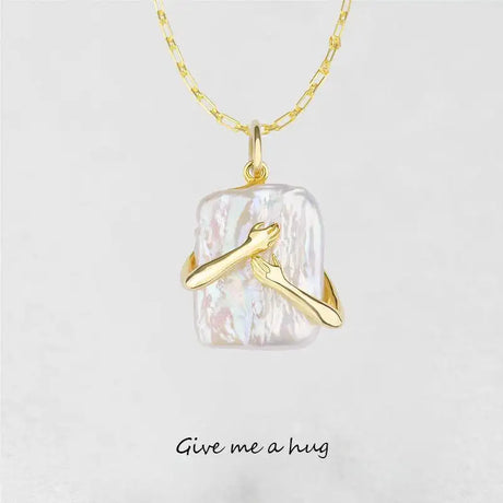 Unique Square Baroque Pearl Couple Pendant Necklace Valentines Day Lover Gift Party Jewelry - Lootquake