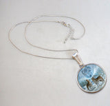 Collar con colgante de nácar bañado en plata de Sky Wolves Howling - 44035