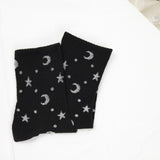 2 pares de calcetines con estampado de estrellas y lunas, cómodos y transpirables, medias de tubo medio para mujer.