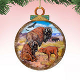 Buffalos Ball Wooden Ornaments by G. DeBrekht - Wildlife Holiday Decor - 8025218