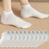 10 Pairs Smiling Face Embroidered Socks, Casual & Breathable Unisex Low Cut Ankle Socks, Women's Stockings & Hosiery