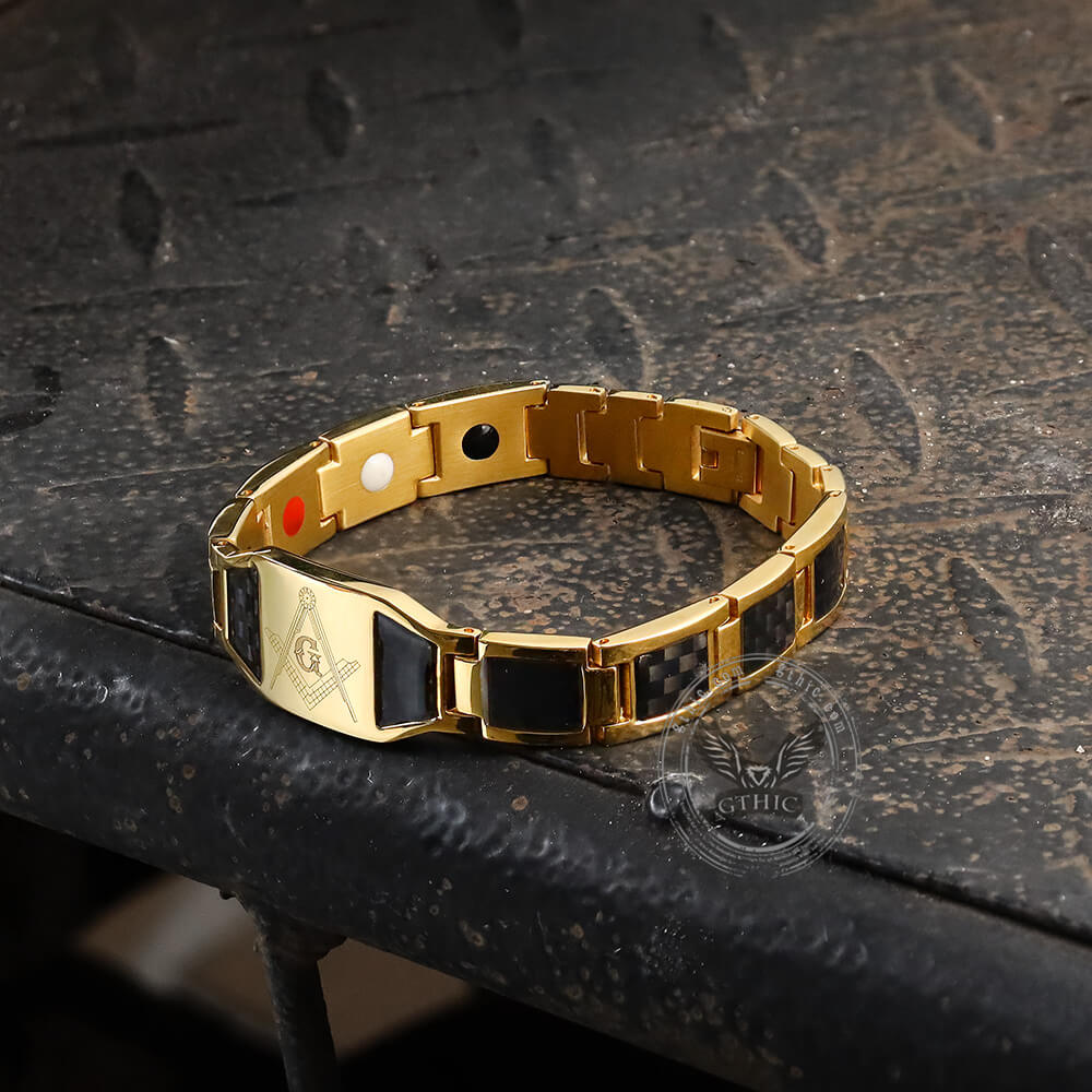 Pulsera de acero inoxidable con piedra de germanio y fibra AG