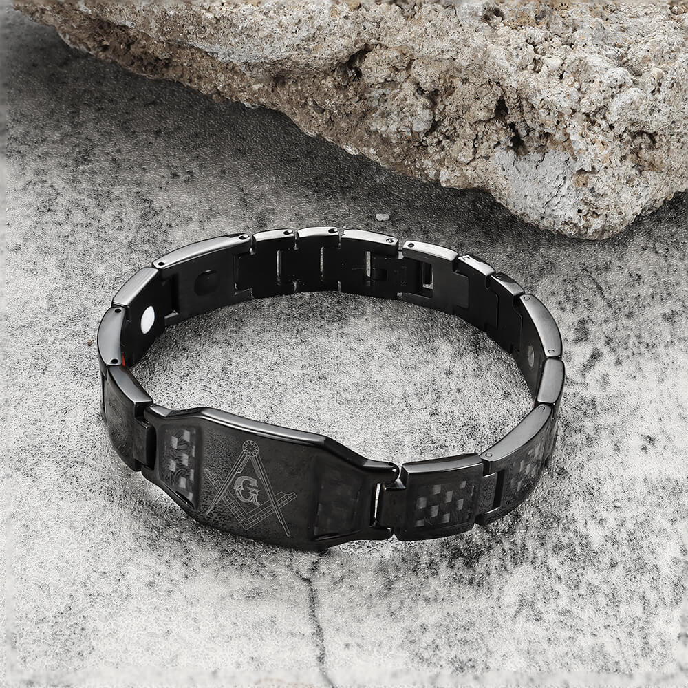 Pulsera de acero inoxidable con piedra de germanio y fibra AG