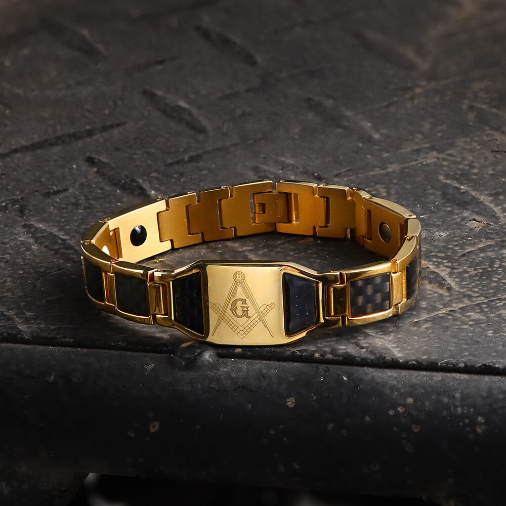 Pulsera de acero inoxidable con piedra de germanio y fibra AG