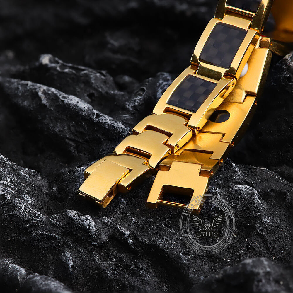 Pulsera de acero inoxidable con piedra de germanio y fibra AG