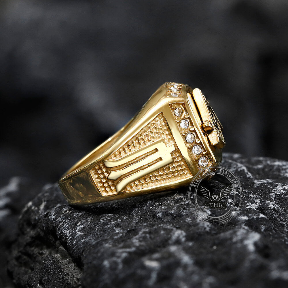 Anillo de acero inoxidable con diamantes masónicos AG