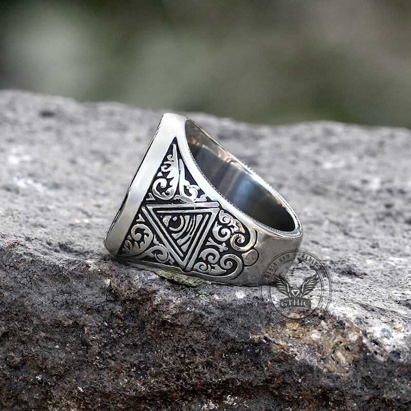 Anillo de masón de acero inoxidable con calavera AG