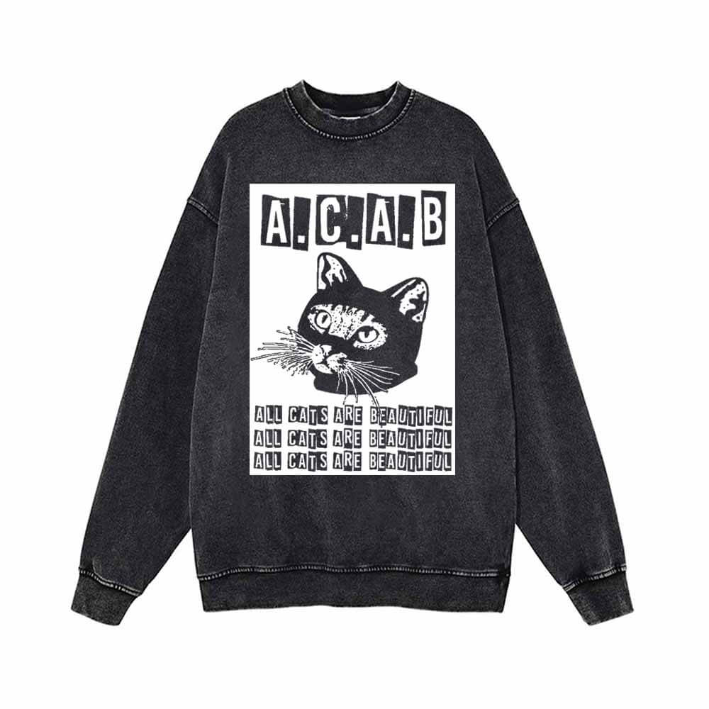 All Cats Are Beautiful ACAB Vintage Washed Sweatshirt