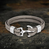 Anchor Buckle Braided Leather Stainless Steel Bracelet