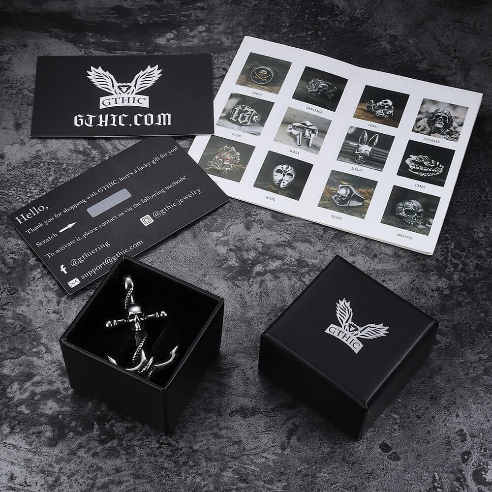 Colgante de calavera de acero inoxidable con ancla