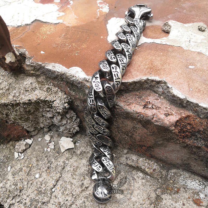 Pulsera de acero inoxidable con jeroglíficos del Antiguo Egipto