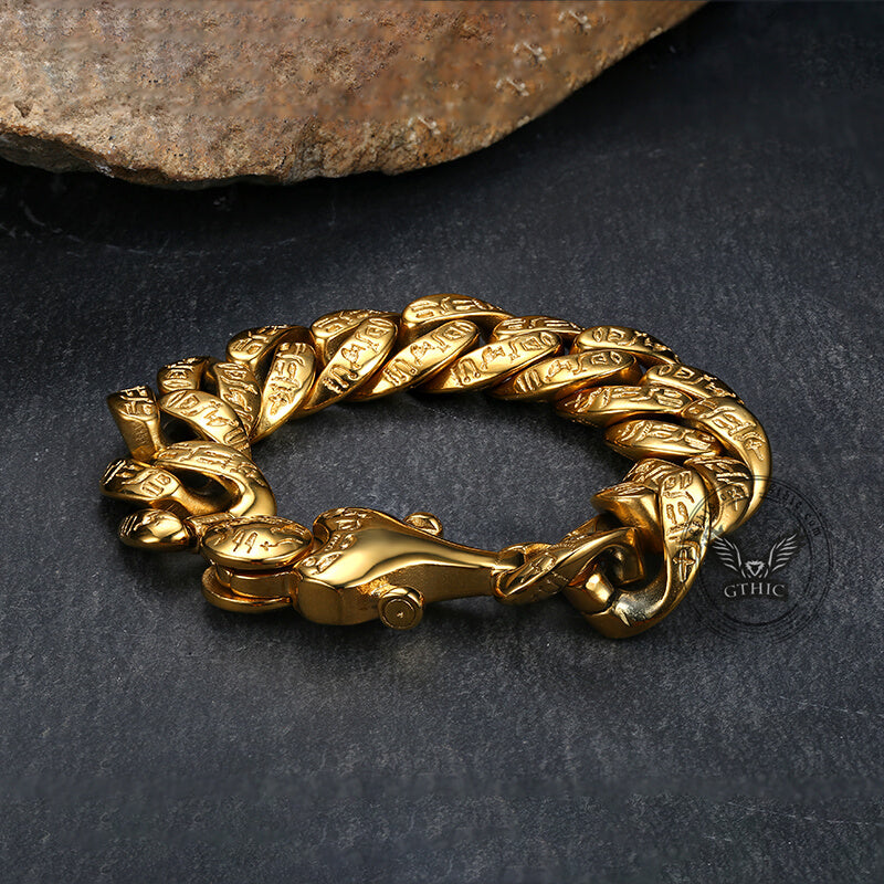 Pulsera de acero inoxidable con jeroglíficos del Antiguo Egipto