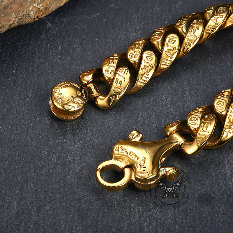 Pulsera de acero inoxidable con jeroglíficos del Antiguo Egipto