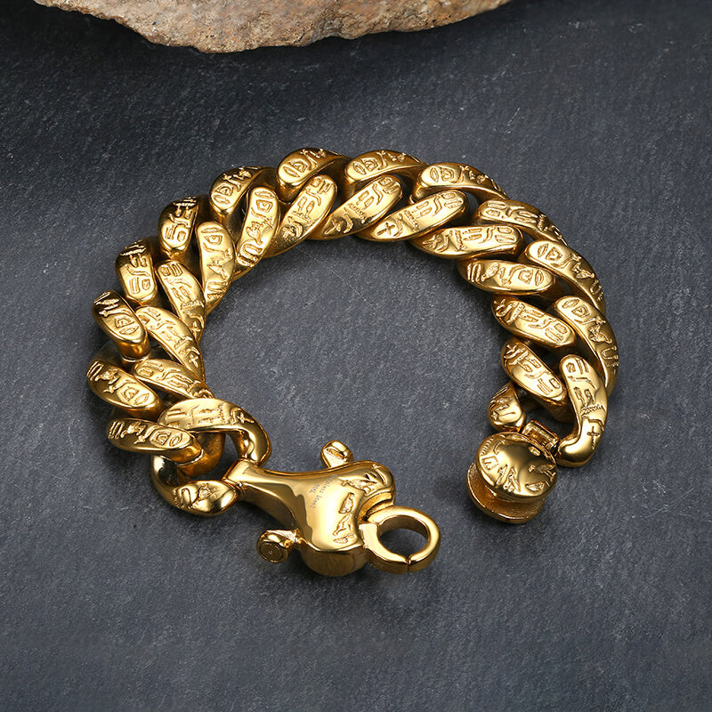 Pulsera de acero inoxidable con jeroglíficos del Antiguo Egipto