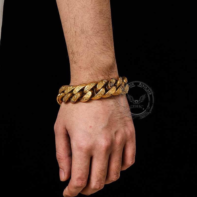 Pulsera de acero inoxidable con jeroglíficos del Antiguo Egipto