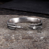 Angel Feather Gem Stainless Steel Open Bracelet