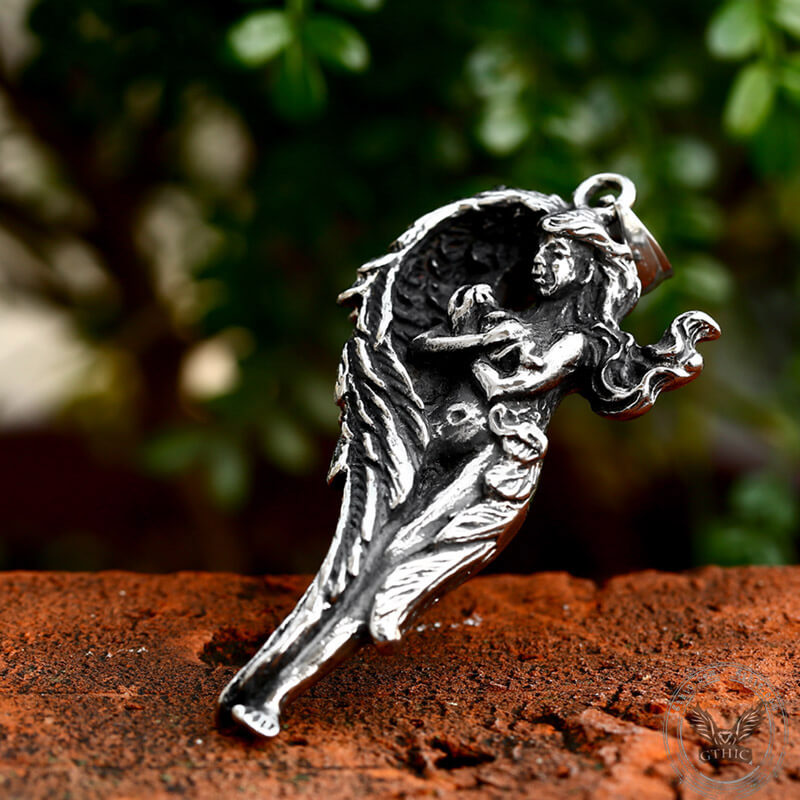 Angel Wing Mother Mary Stainless Steel Pendant