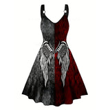 Angel Wings Pentagram Sleeveless Gothic Dress