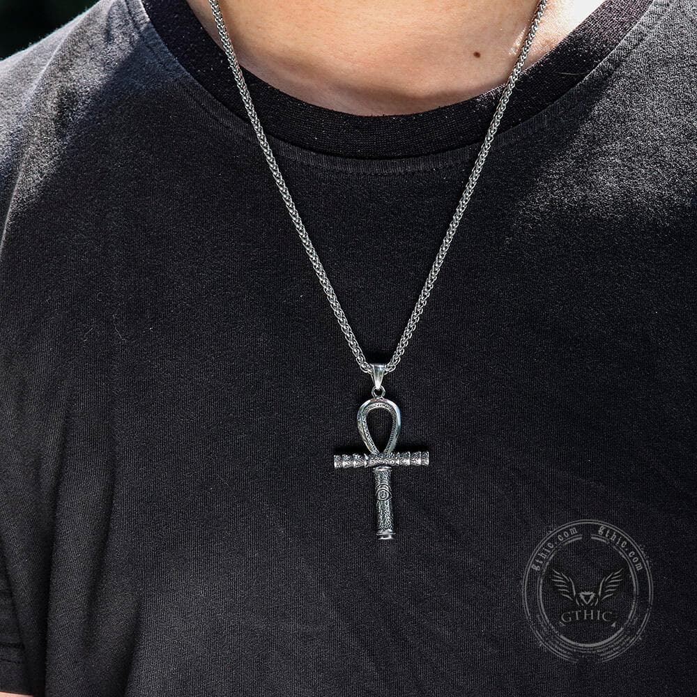 Colgante de acero inoxidable con el ojo de Horus de Ankh