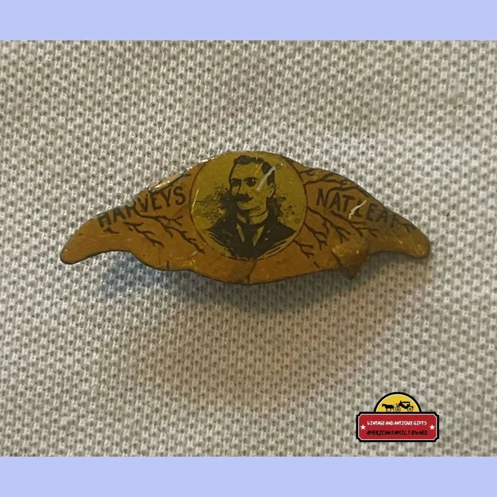Rare Antique Harvey's Natleaf Tin Tobacco Tag from 1870s-1910s