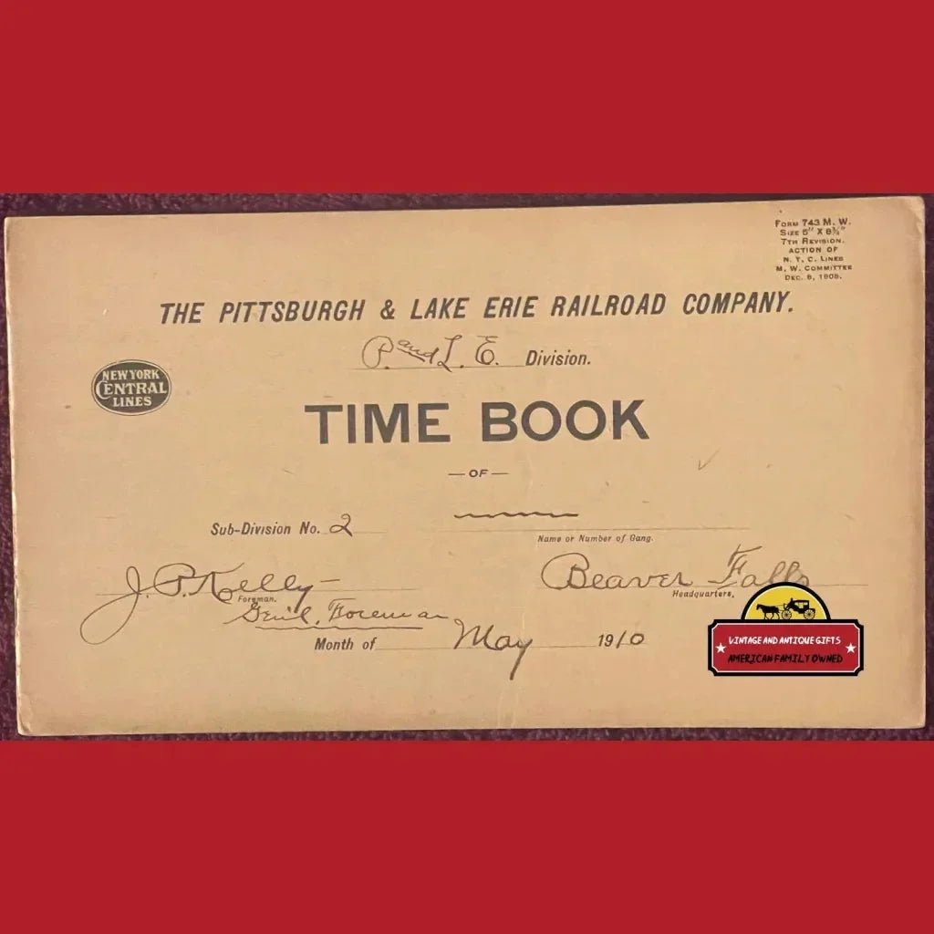 Rare 1910 Pittsburgh And Lake Erie Railroad Time Book Unearthed