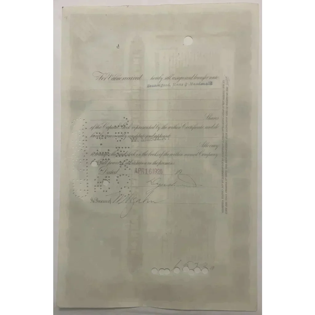 Rare Titanic International Mercantile Stock Certificate from 1910s - 1920s