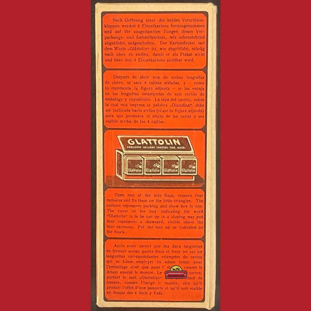 Rare 1910s Glattolin Wax Collar Remedy Box Unveils Vintage Charm