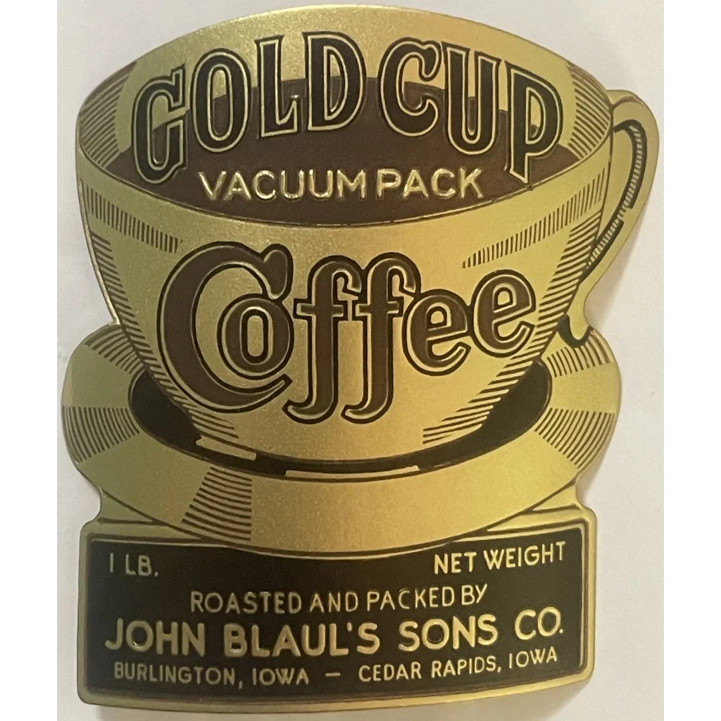 Breathtaking Antique 1910s Gold Cup Label from Iowa