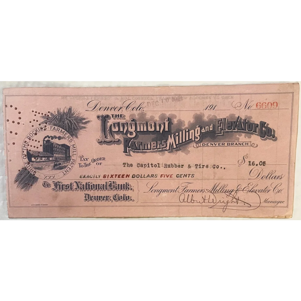 Rare 1921 Longmont Farmers Milling Voucher Check Unearthed