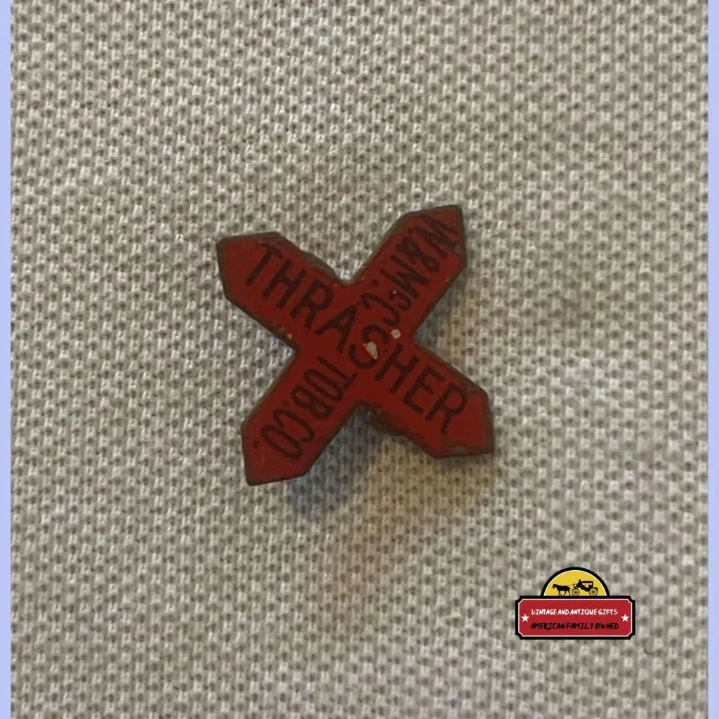 Rare Antique Vintage Thrasher Tin Tobacco Tag from 1870s Era