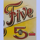 Rare Antique Vintage Big Five Cigar Label Embossed Collectible