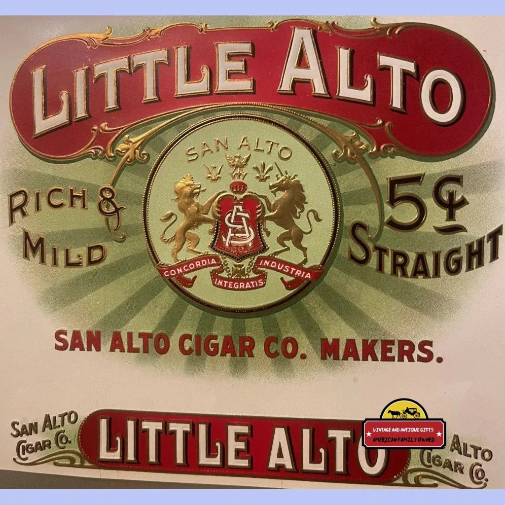 Rare Embossed Little Alto Antique Vintage Cigar Label