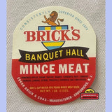 Rare Antique Vintage Brick's Banquet Hall Mince Meat Label 1910s1930s