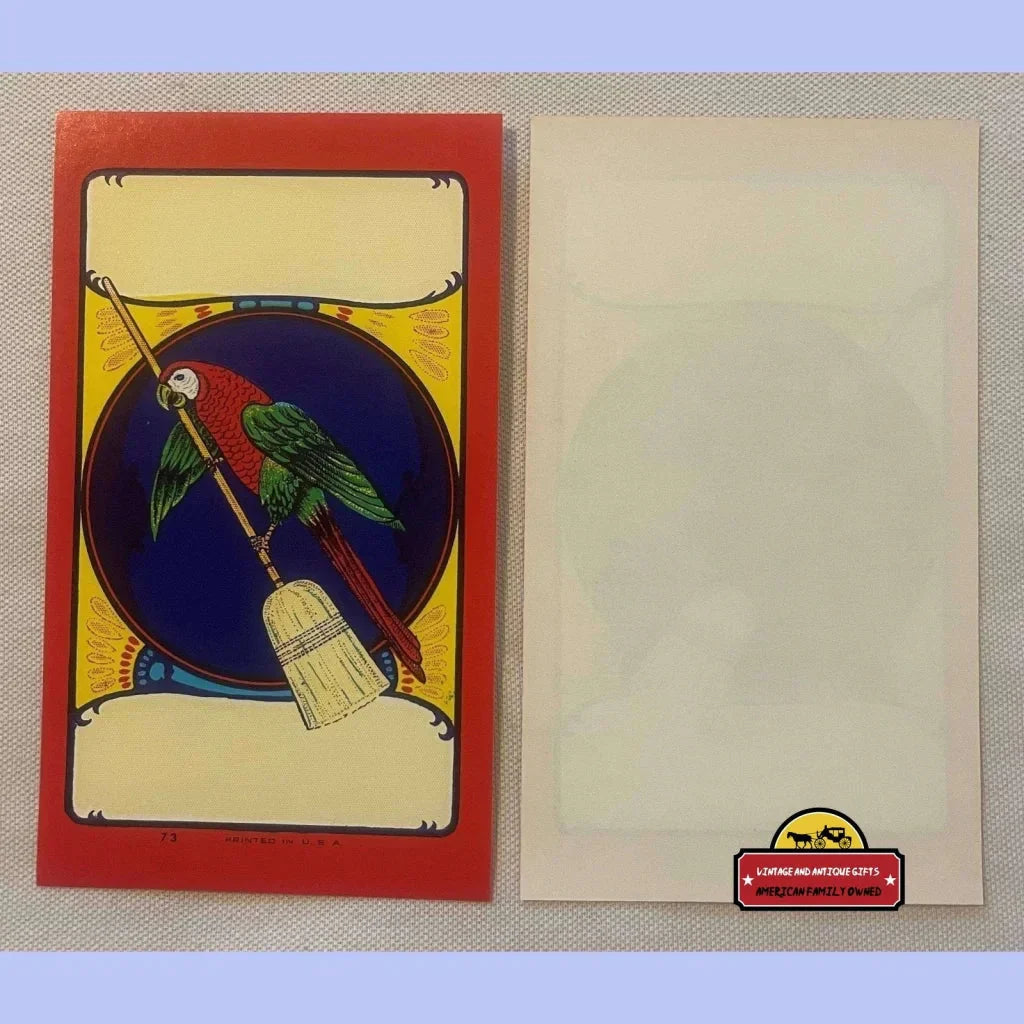 Rare Antique Vintage Parrot Broom Label Brings 1920s Charm