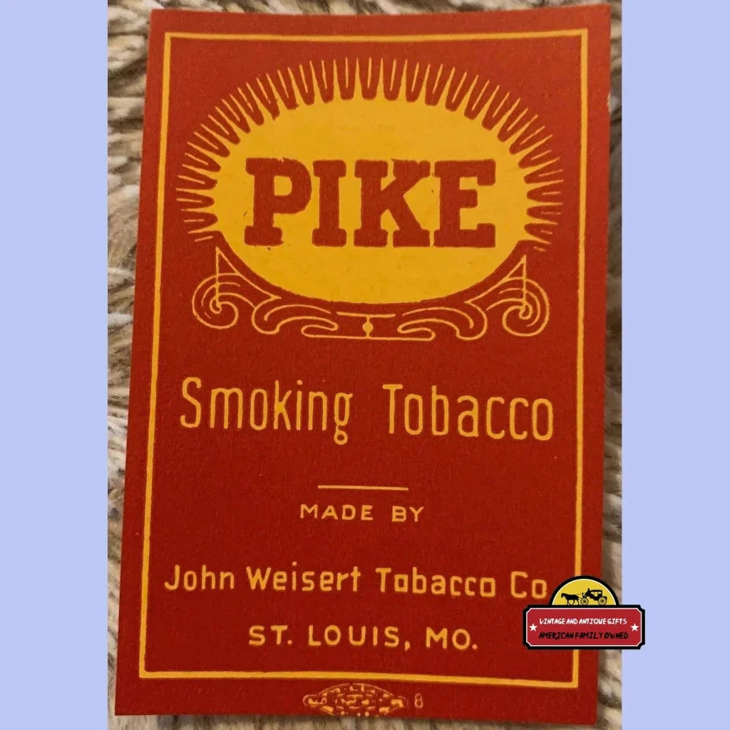 Rare Antique Pike Smoking Tobacco Label from 1910s1930s Era