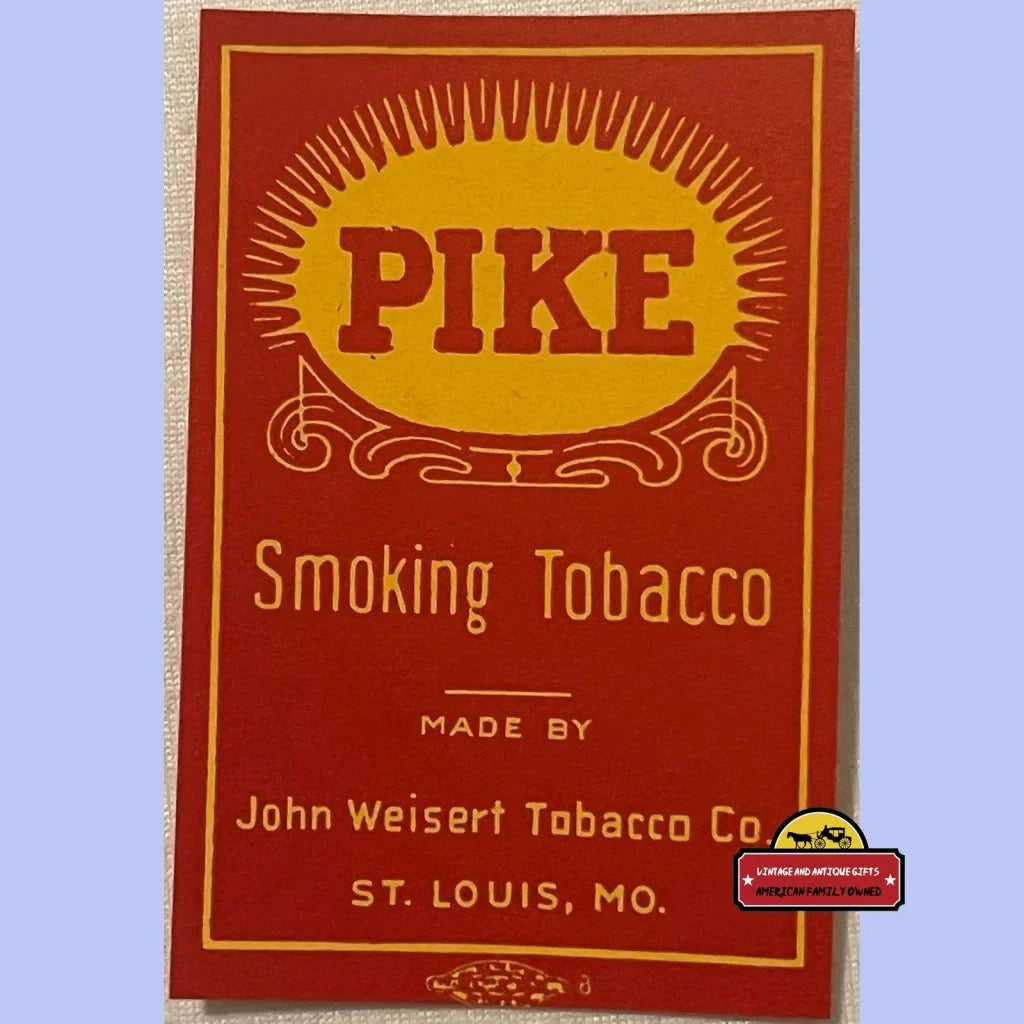 Rare Antique Pike Smoking Tobacco Label from 1910s1930s Era