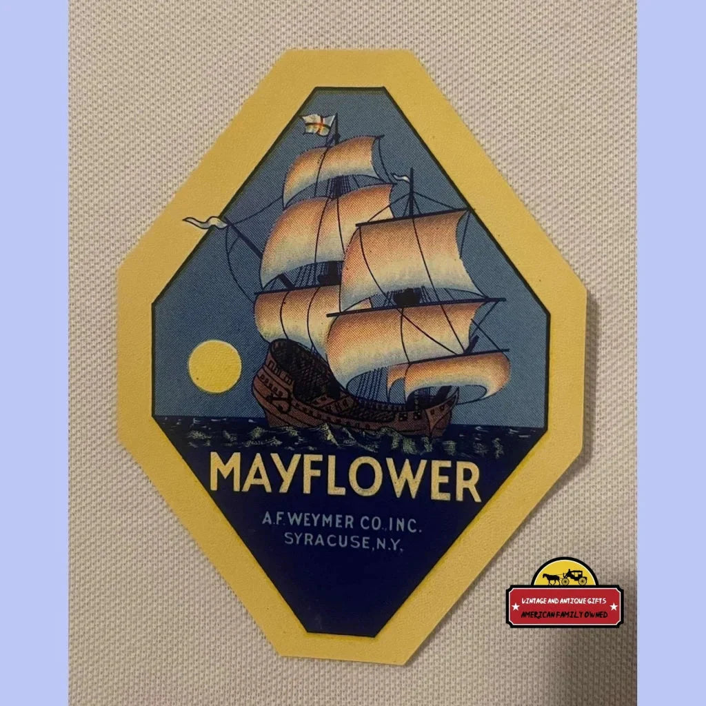 Rare Antique Vintage Mayflower Broom Label Captures American Spirit
