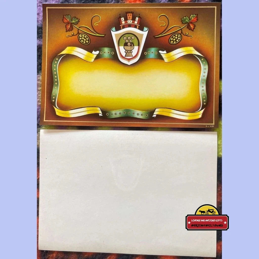 Rare Unprinted French Wine Label from 1920s Golden Age