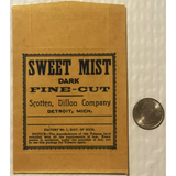Rare Antique Sweet Mist Dark Tobacco Bag from 1930s Detroit